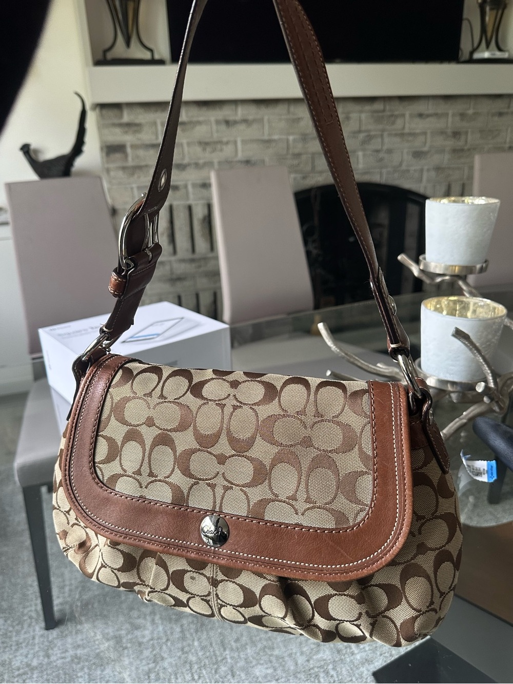Vintage Coach Soho Pleated Signature Flap Shoulder Bag